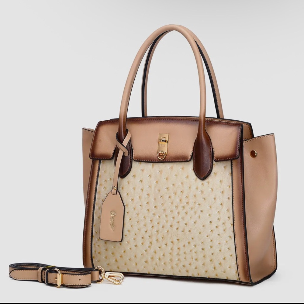 Chic Cream and Brown Satchel